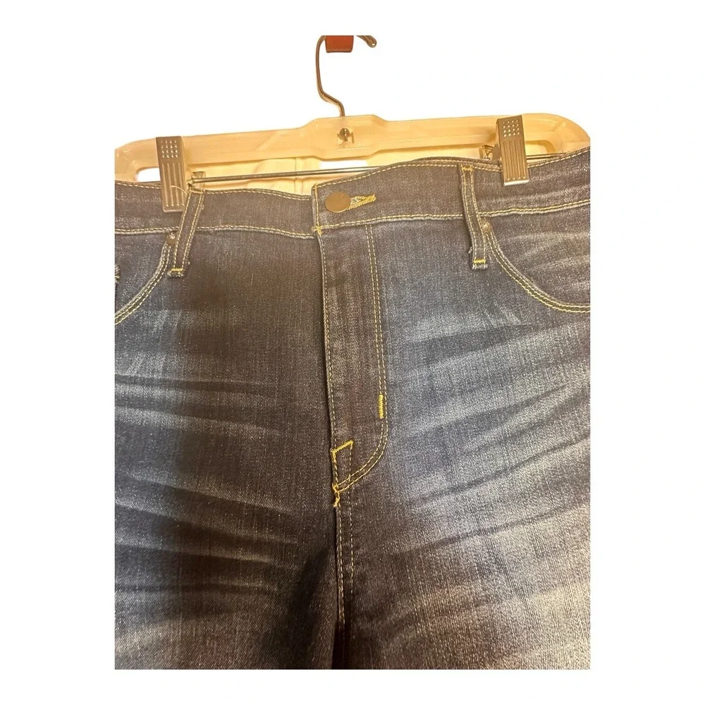 Mossimo Denim‎ Jean Shorts Womens 16 Blue Power Stretch High Rise Midi Cuffed
